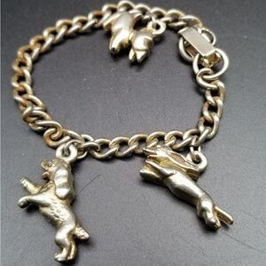 Puppies at play dog lover charm bracelet memorial gift pet lover. B420
